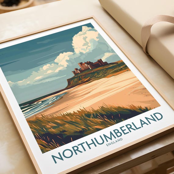 Northumberland Wall Art Poster Bamburgh Castle Wall Art Print Travel Poster Gift Art Lovers Wall Decor Artwork Birthday Present