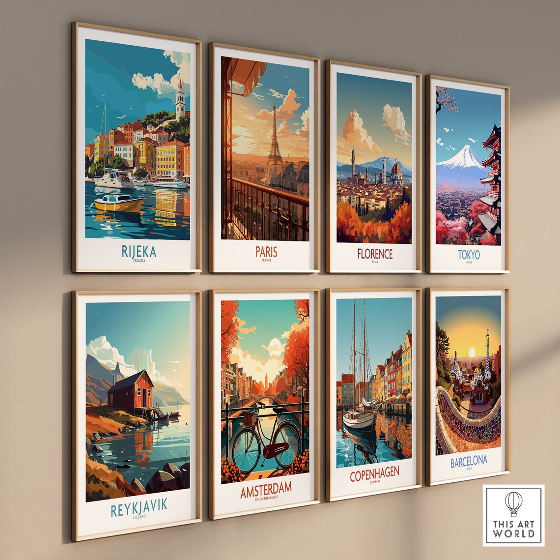Rijeka Croatia Harbor Boats Bell Tower Waterfront Travel Poster - Image 3