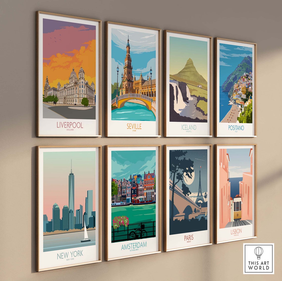Liverpool England Waterfront Sunset Historic Buildings Art Poster - Image 3