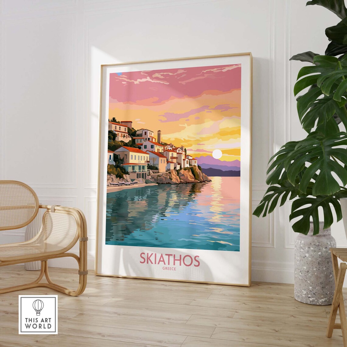 Skiathos Travel Poster, Home Decor Illustration - Image 3