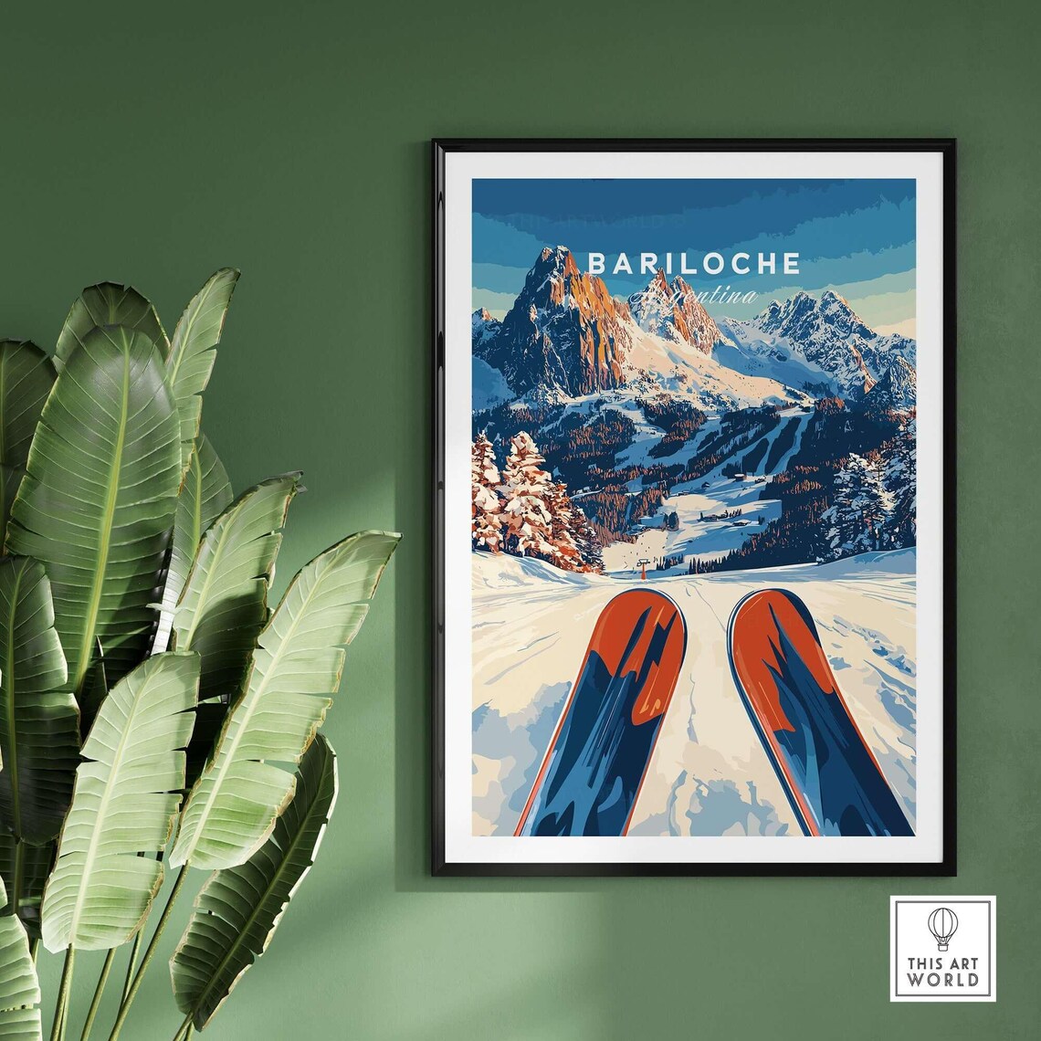 Bariloche Argentina Ski Slope Snowy Peaks Winter Sports Poster - Image 2