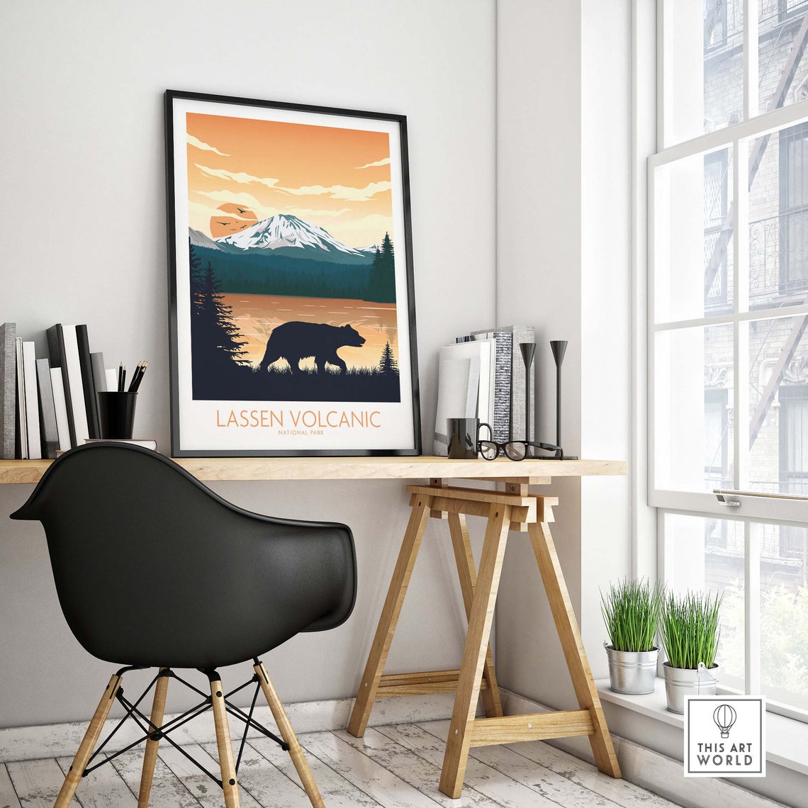 Lassen Volcanic National Park Bear Sunset Lake Scenic Poster - Image 4