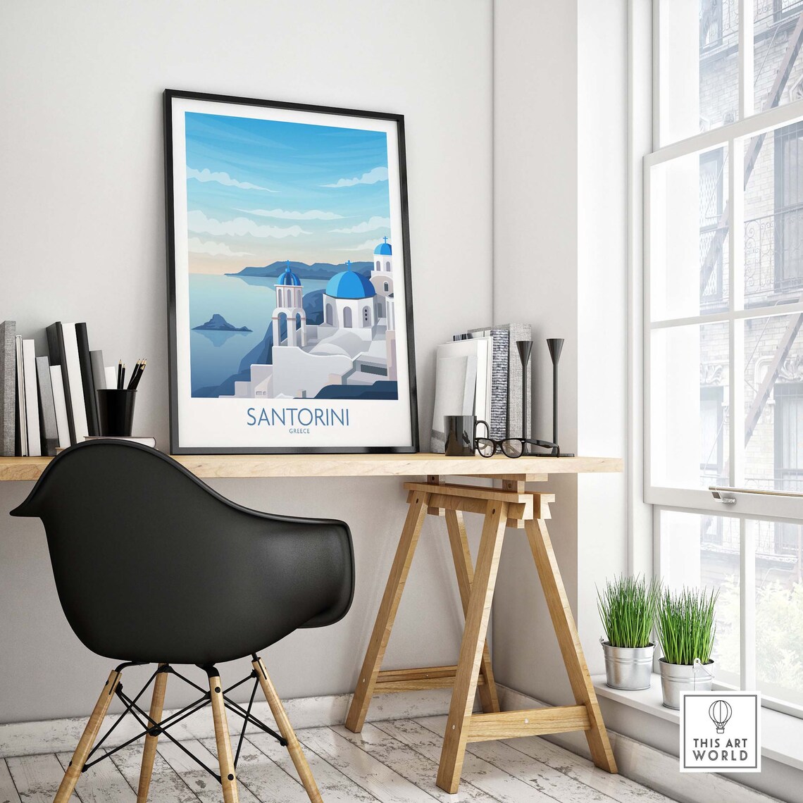 Santorini Travel Poster, Greece Island Wall Art - Image 4