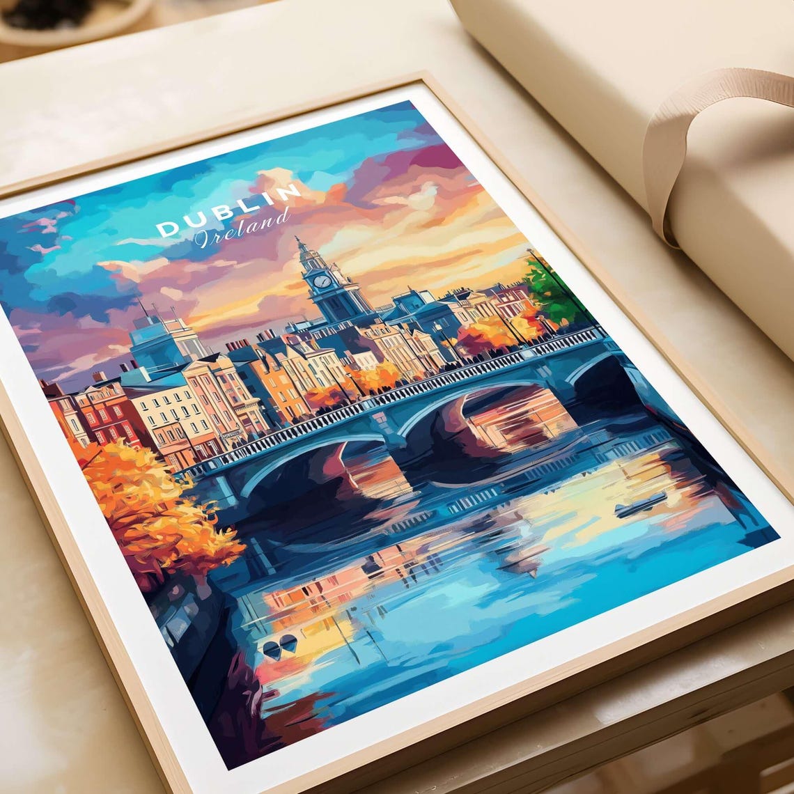 Dublin Ireland Skyline Clock Tower Sunset Vintage Travel Poster - Image 3
