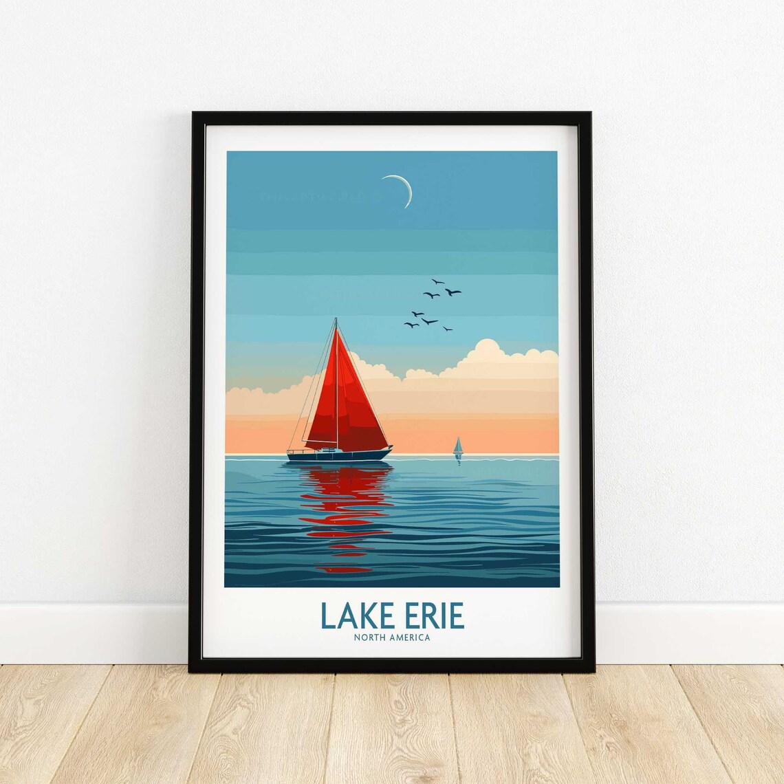 Lake Erie Travel Poster, Home Decor Lover Artwork