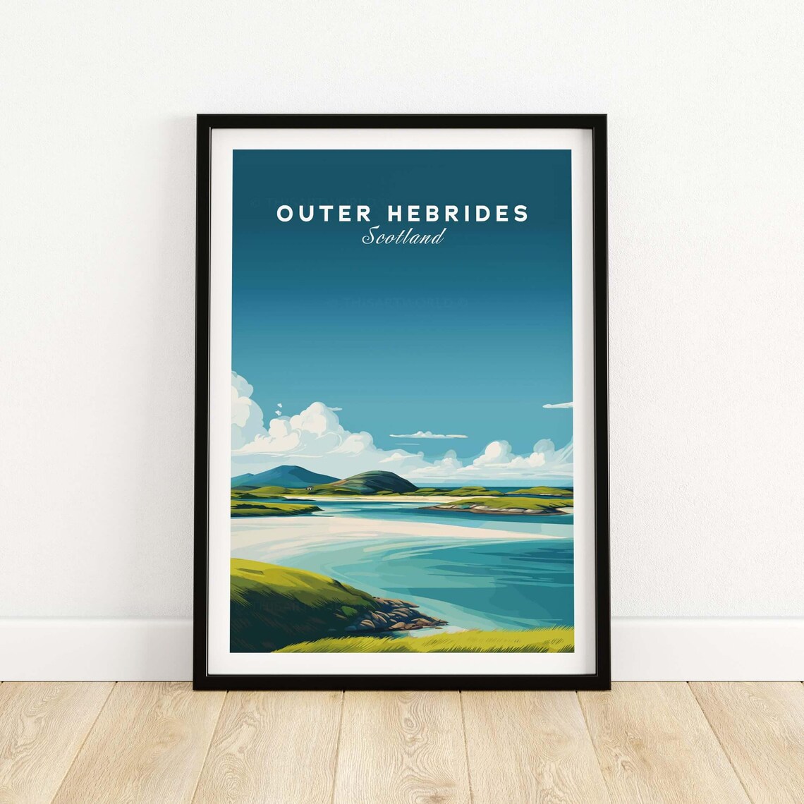 Outer Hebrides Vintage Travel Poster, Coastal Landscape