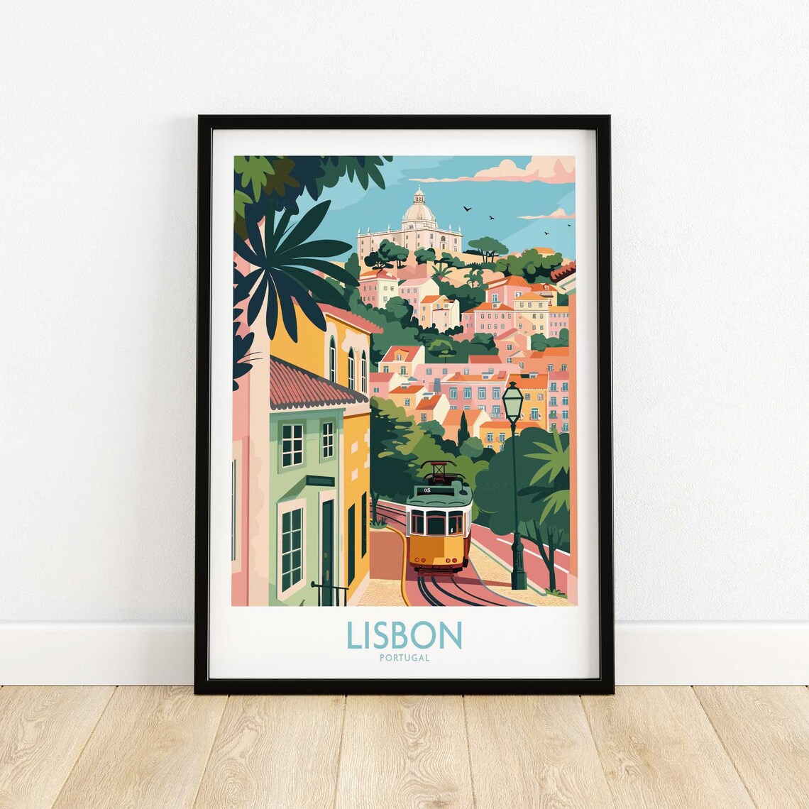 Lisbon Travel Poster, European Home Decor Artwork