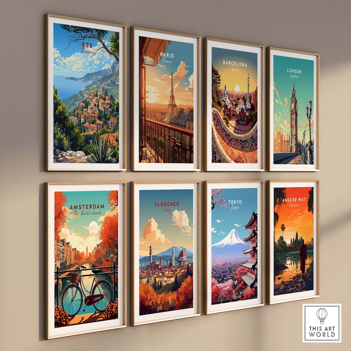 Eze France Hilltop Village Mediterranean Sea View Pines Poster - Image 3