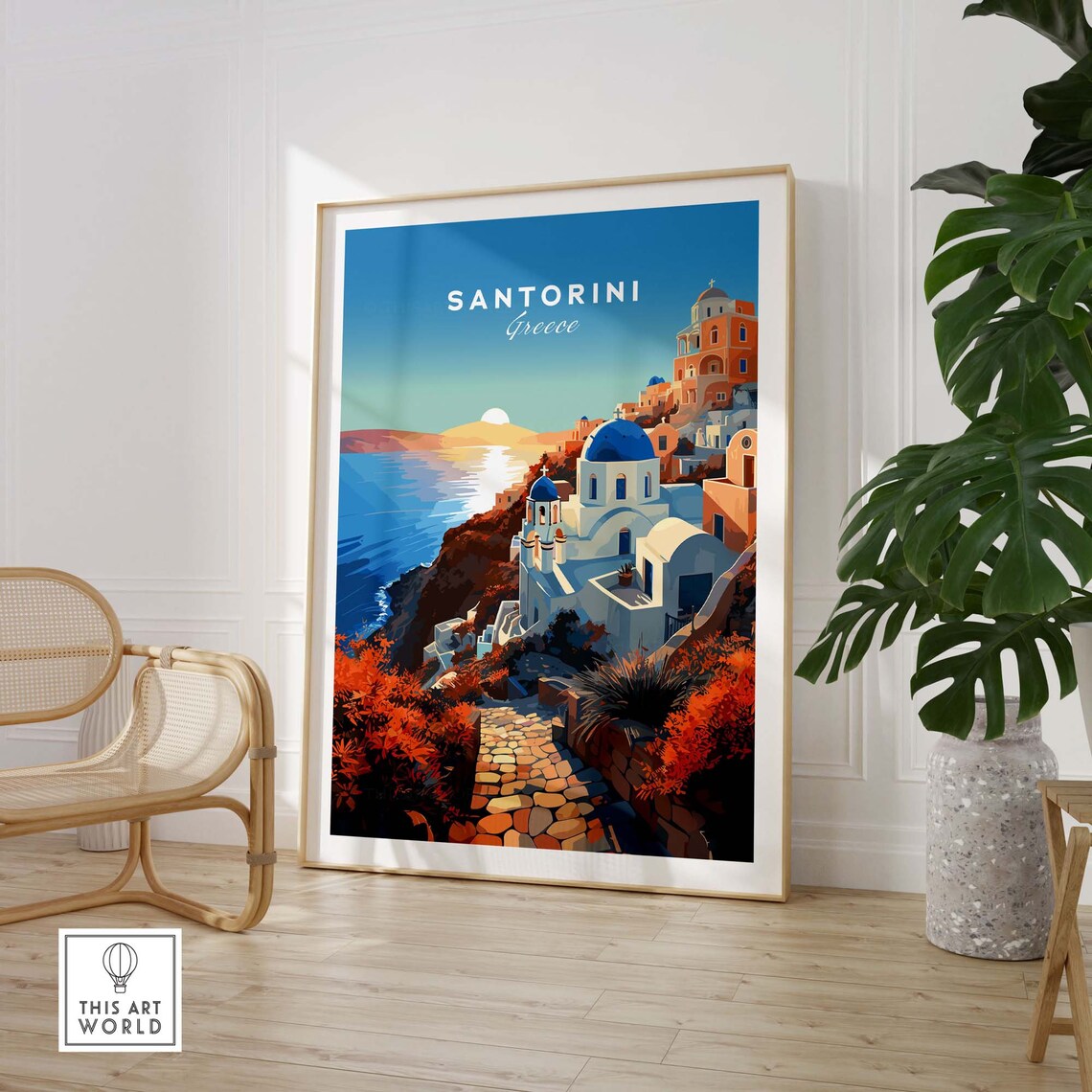Santorini Travel Poster, Greece Birthday Gift - Image 3