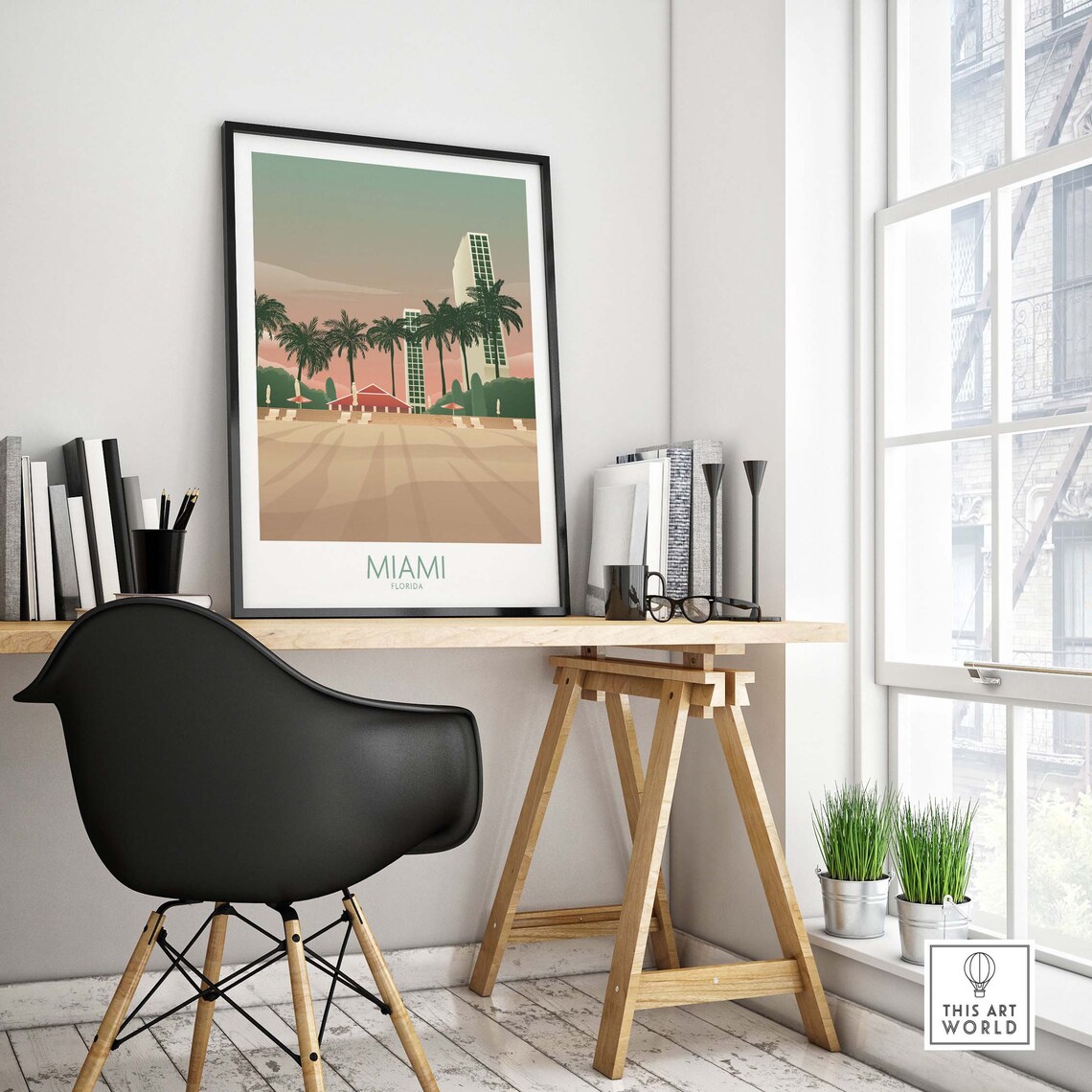 Miami Minimalist Poster Print, Florida Travel Art - Image 4