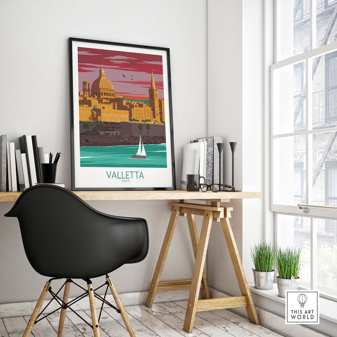 Valletta Travel Poster, Malta Wall Art Print