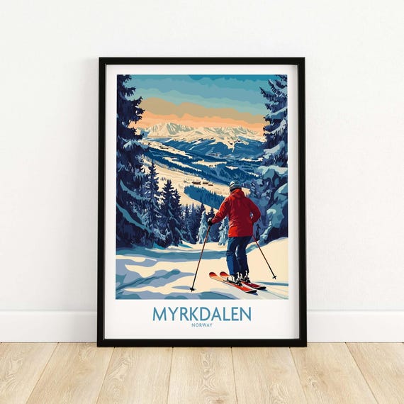 Myrkdalen Ski Resort Travel Print Wall Art Home Dcor Gift Lovers Norway Lover