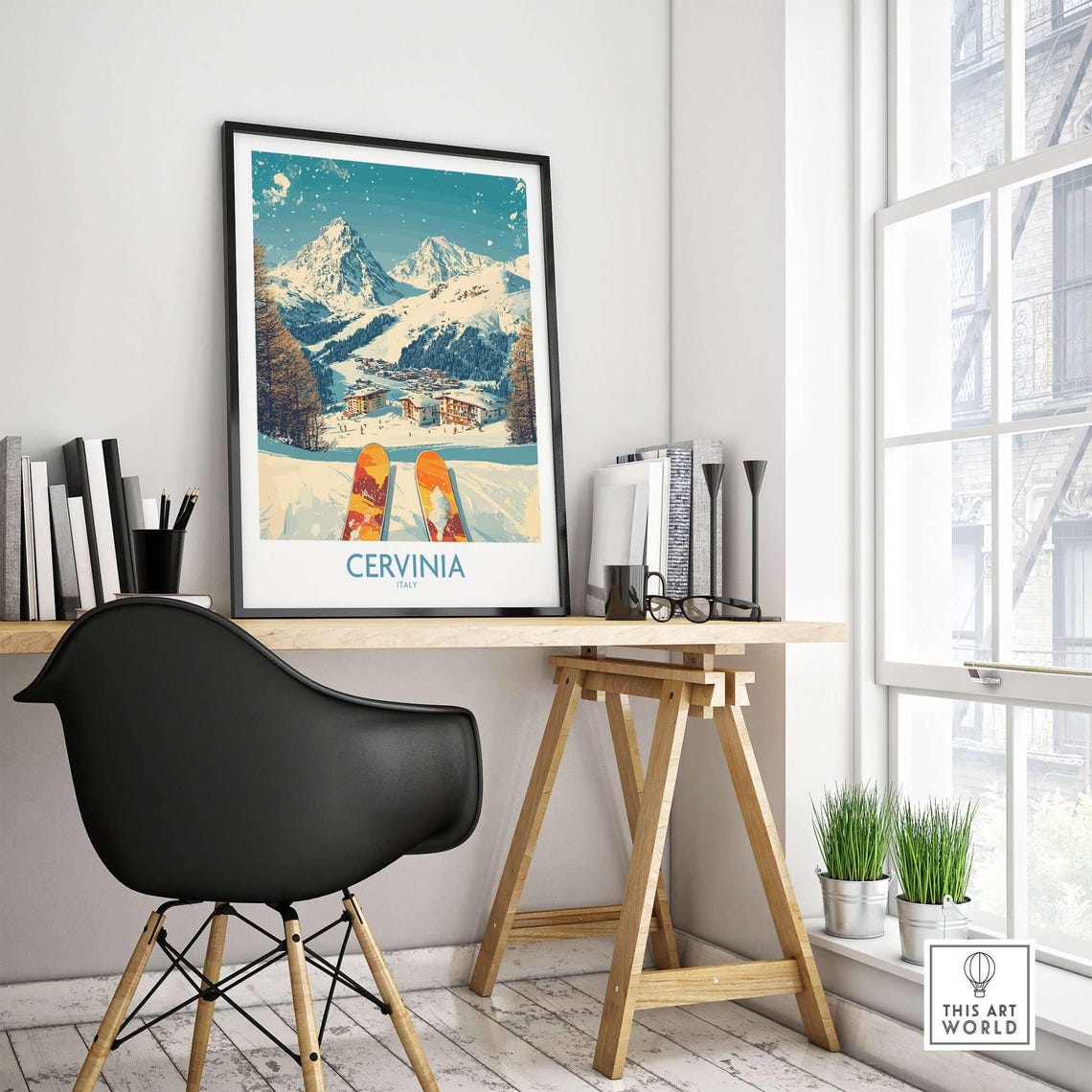 Cervinia Ski Resort, Winter Sports Travel Poster - Image 4