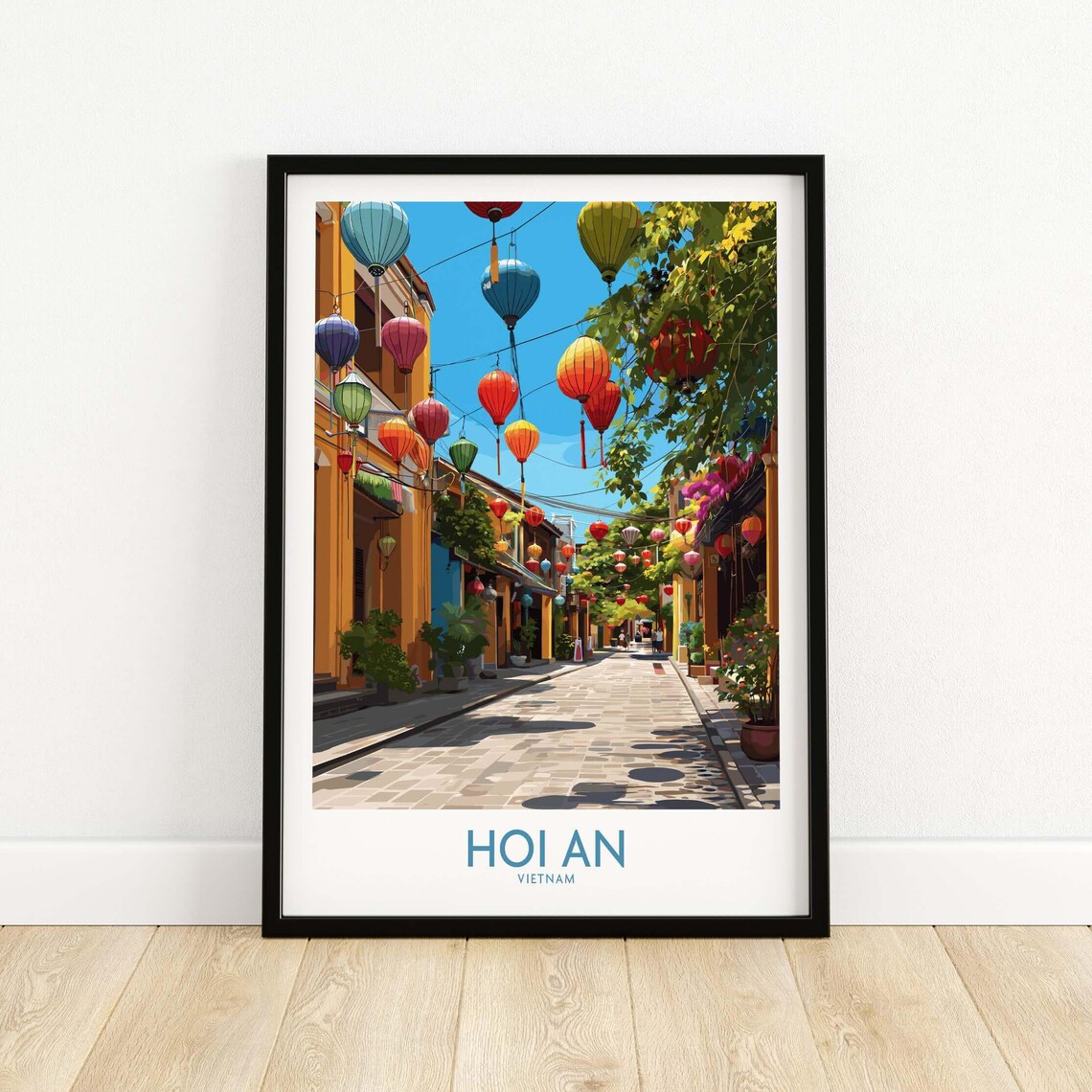 Hoi An Vietnam Lantern Street Daytime Travel Poster Old Town Scene