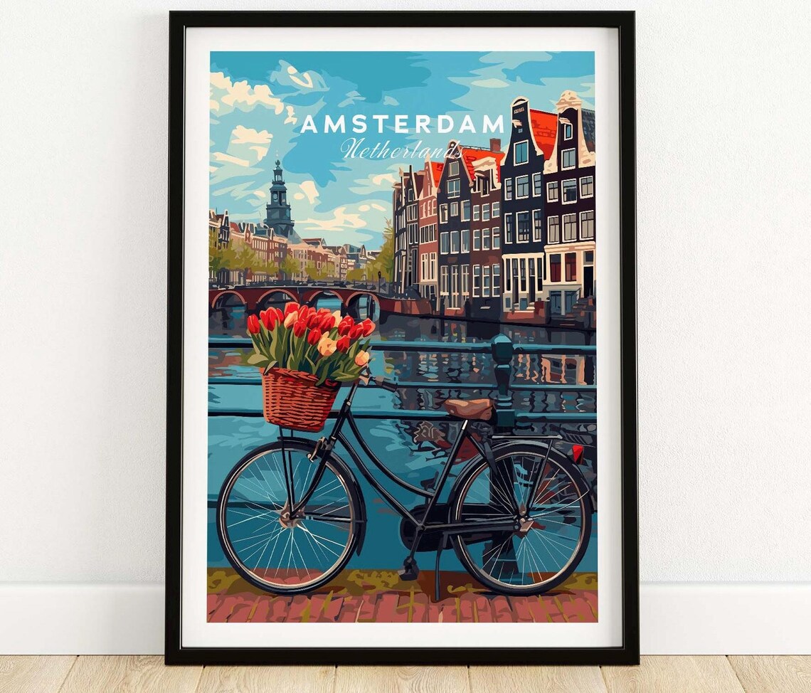 Amsterdam Travel Poster, Home Decor Art Print