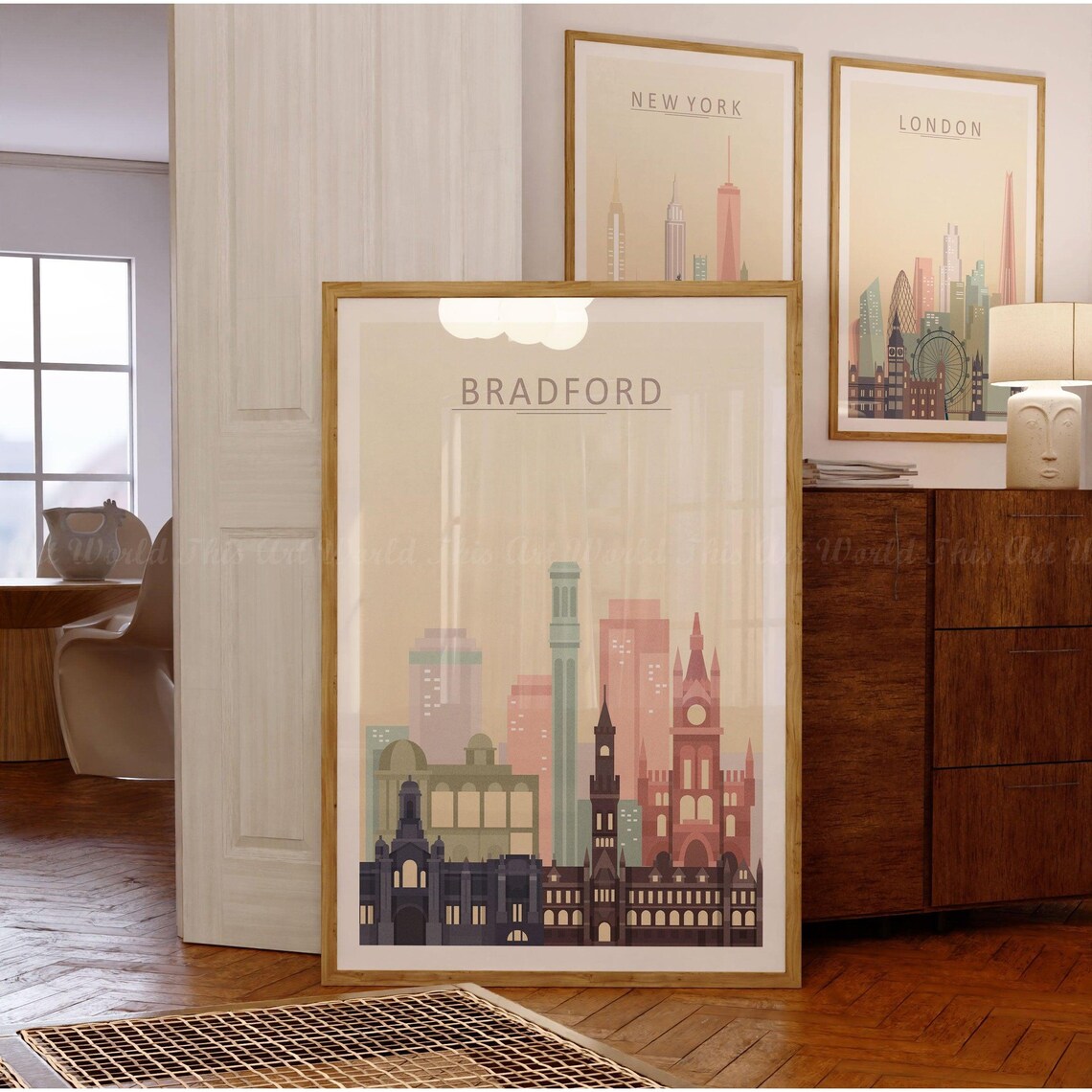 Bradford Skyline Poster, Bradford England Travel Poster - Image 3