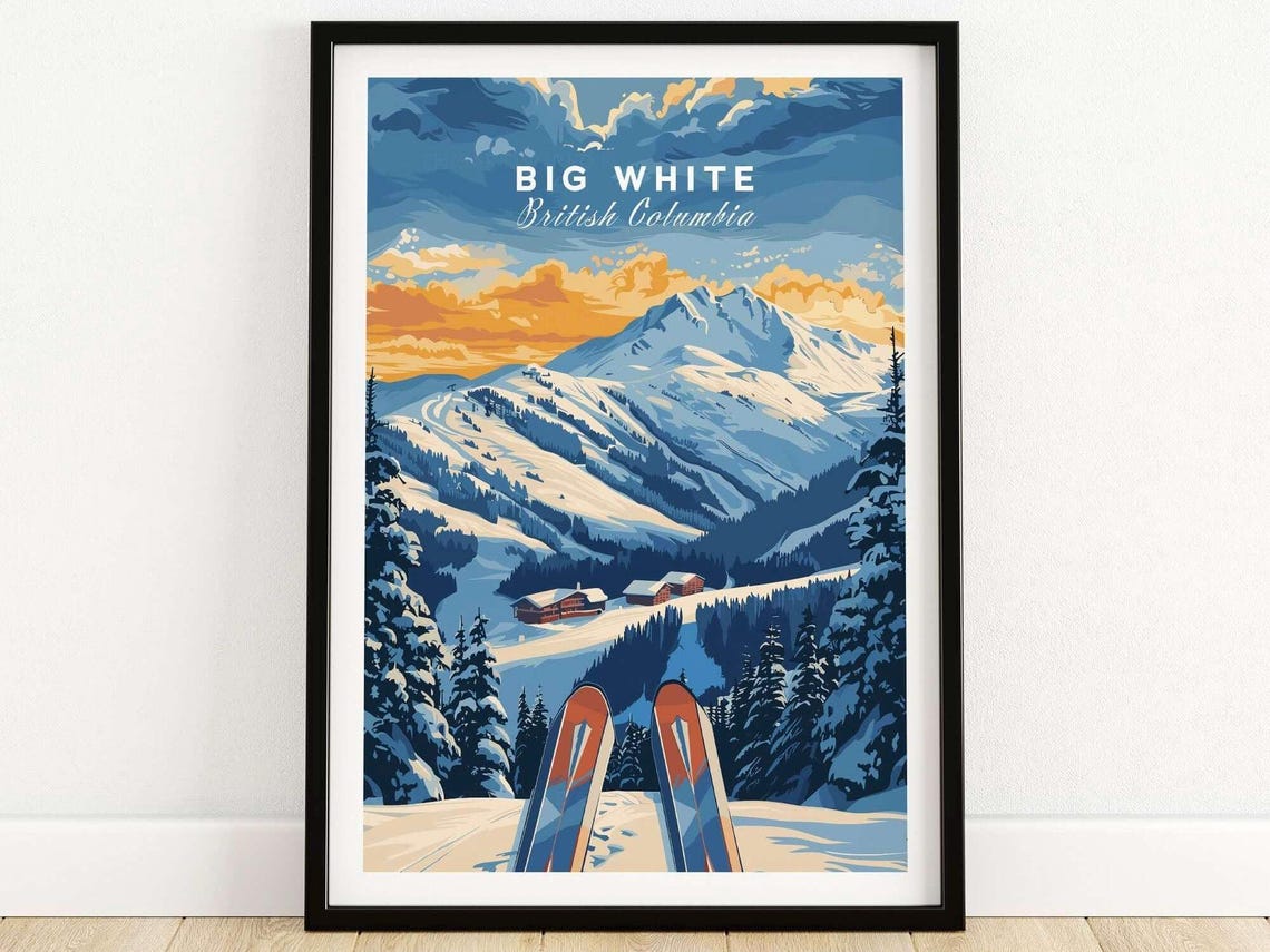 Big White Ski Lodge Art Print, Winter Sports