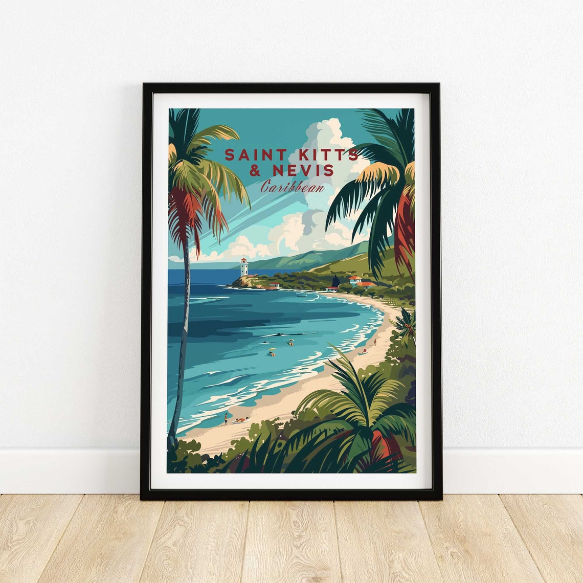 Saint Kitts And Nevis Art Print Wall Travel Poster Home Decor Artwork Gift Illustration Lover