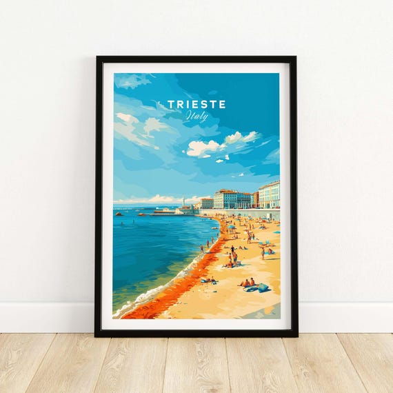 Trieste Italy Wall Art Adriatic Coast Print Italian Cityscape Decor Travel Poster Vintage Map Illustration Home Gallery Gift