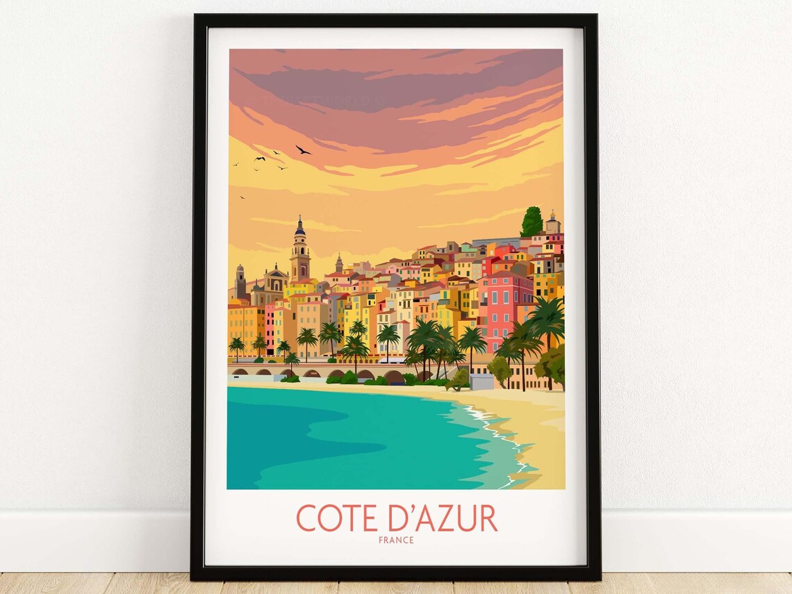 Cote D'Azur French Riviera Travel Poster, France