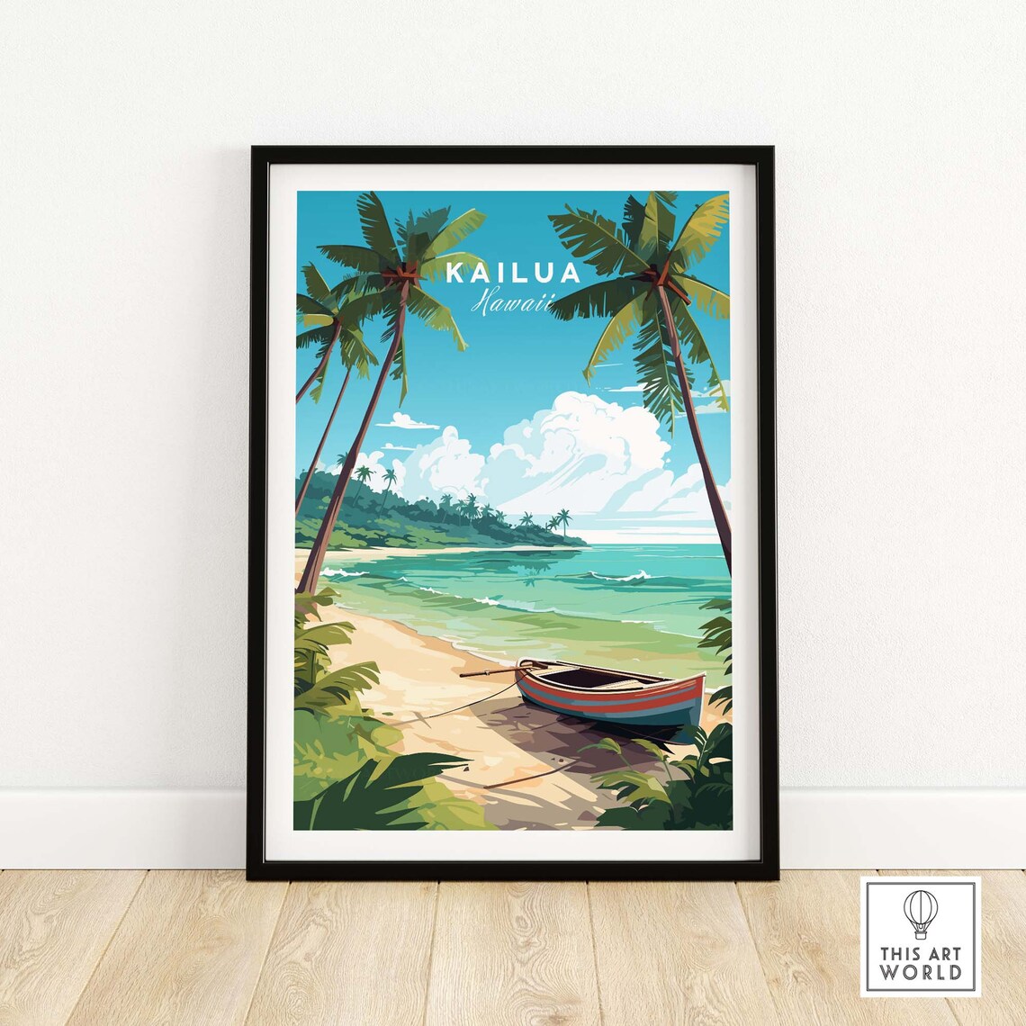 Kailua Hawaii Travel Poster, Home Decor Print