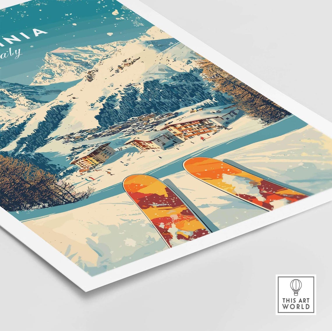 Cervinia Ski Print, Italy Winter Sports Gift - Image 5