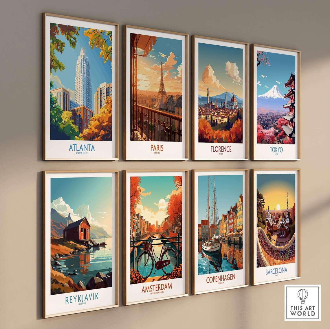 Atlanta United States Skyline Autumn Trees Downtown Travel Poster - Image 3