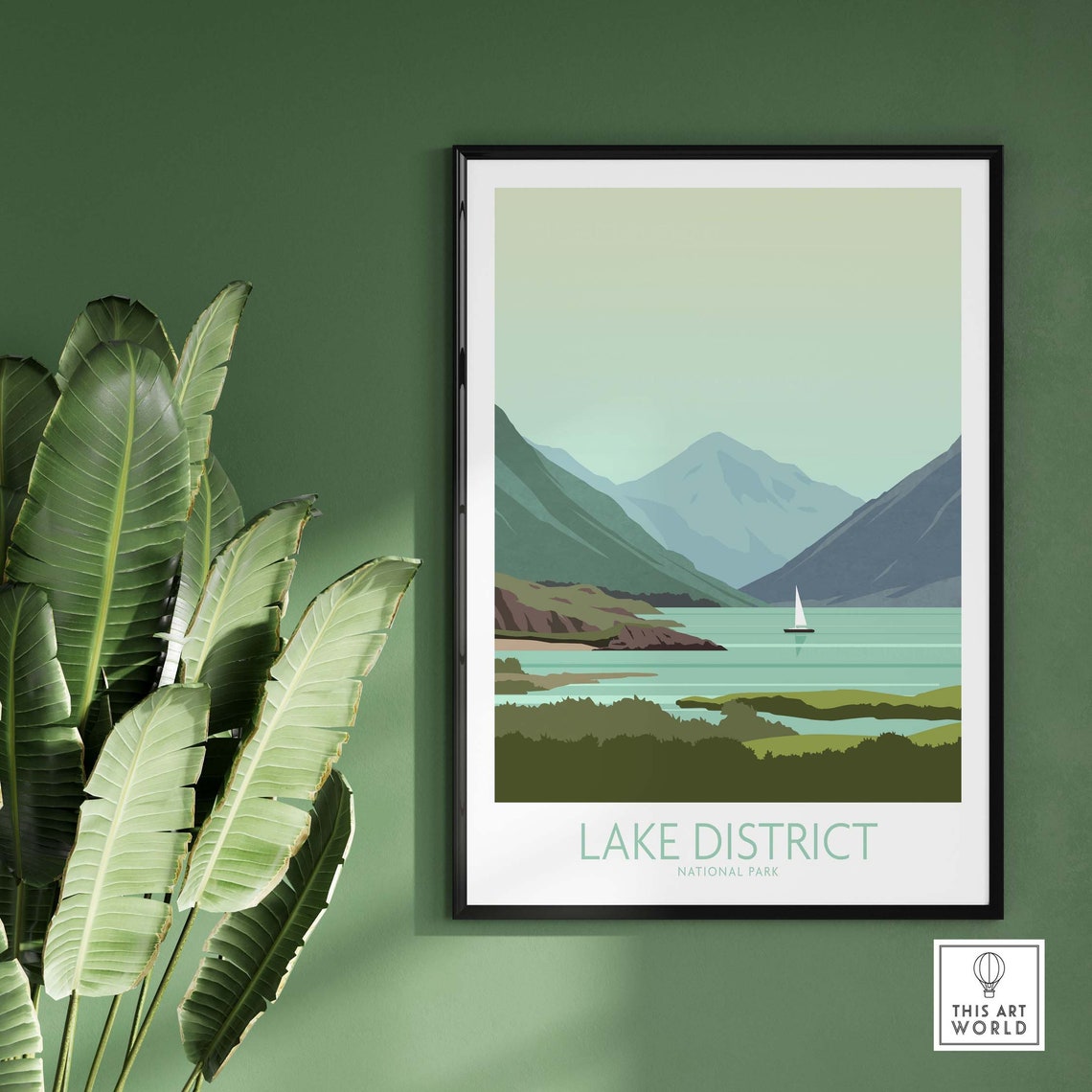 Lake District National Park Fell Lake Sailboat Vintage Travel Poster - Image 3