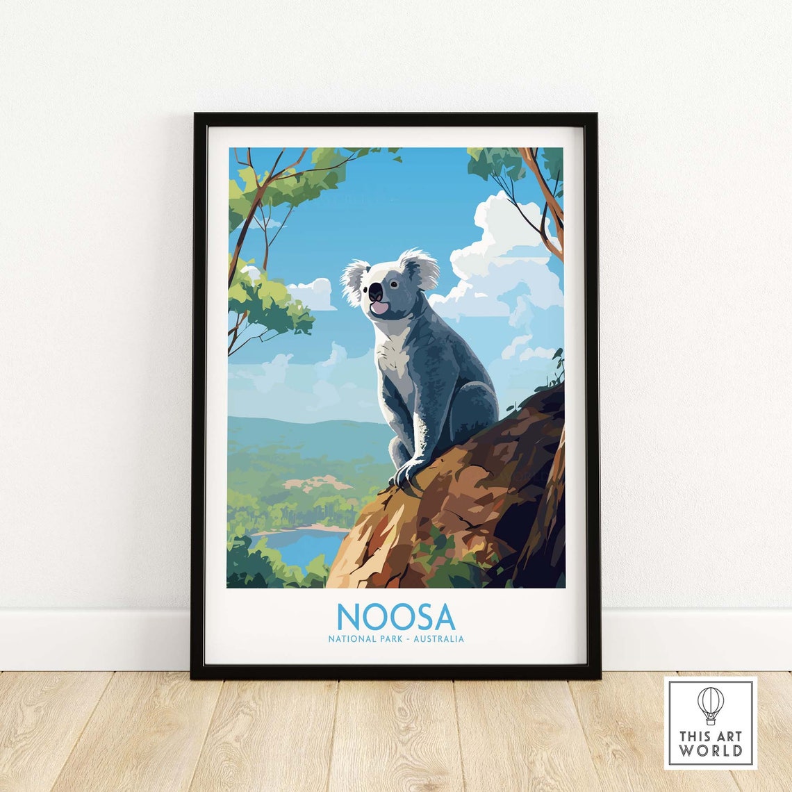 Noosa National Park Australia Koala Cliff Lookout Travel Poster