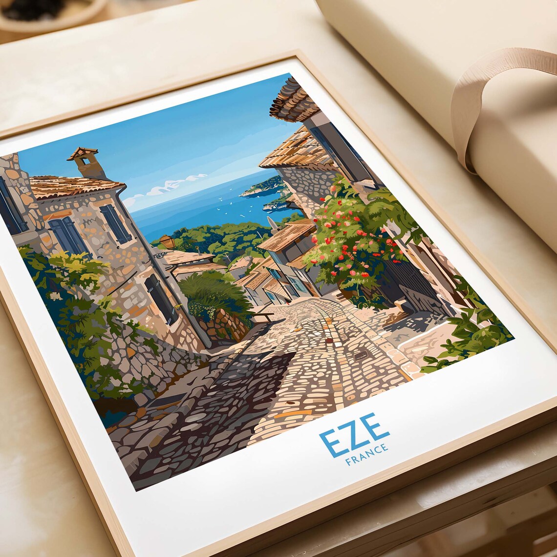 Eze Print Francefrance Travel Poster Eze Artwork Poster Gift French Riviera Home Decor Eze Illustration Art Lover France Print Cte Dazur