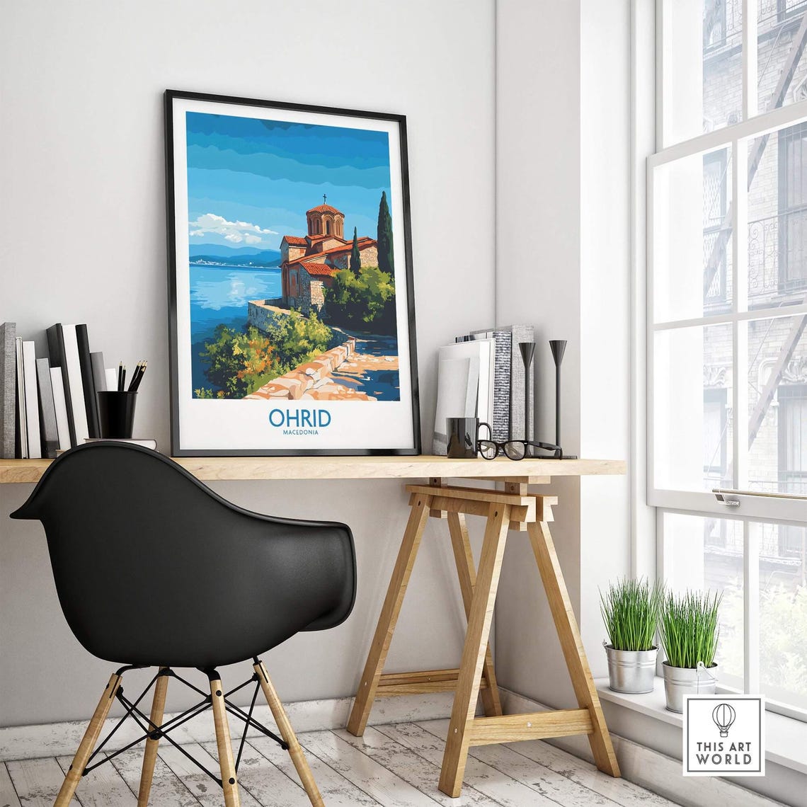 Ohrid Macedonia Travel Poster, Lake Ohrid Illustration - Image 4
