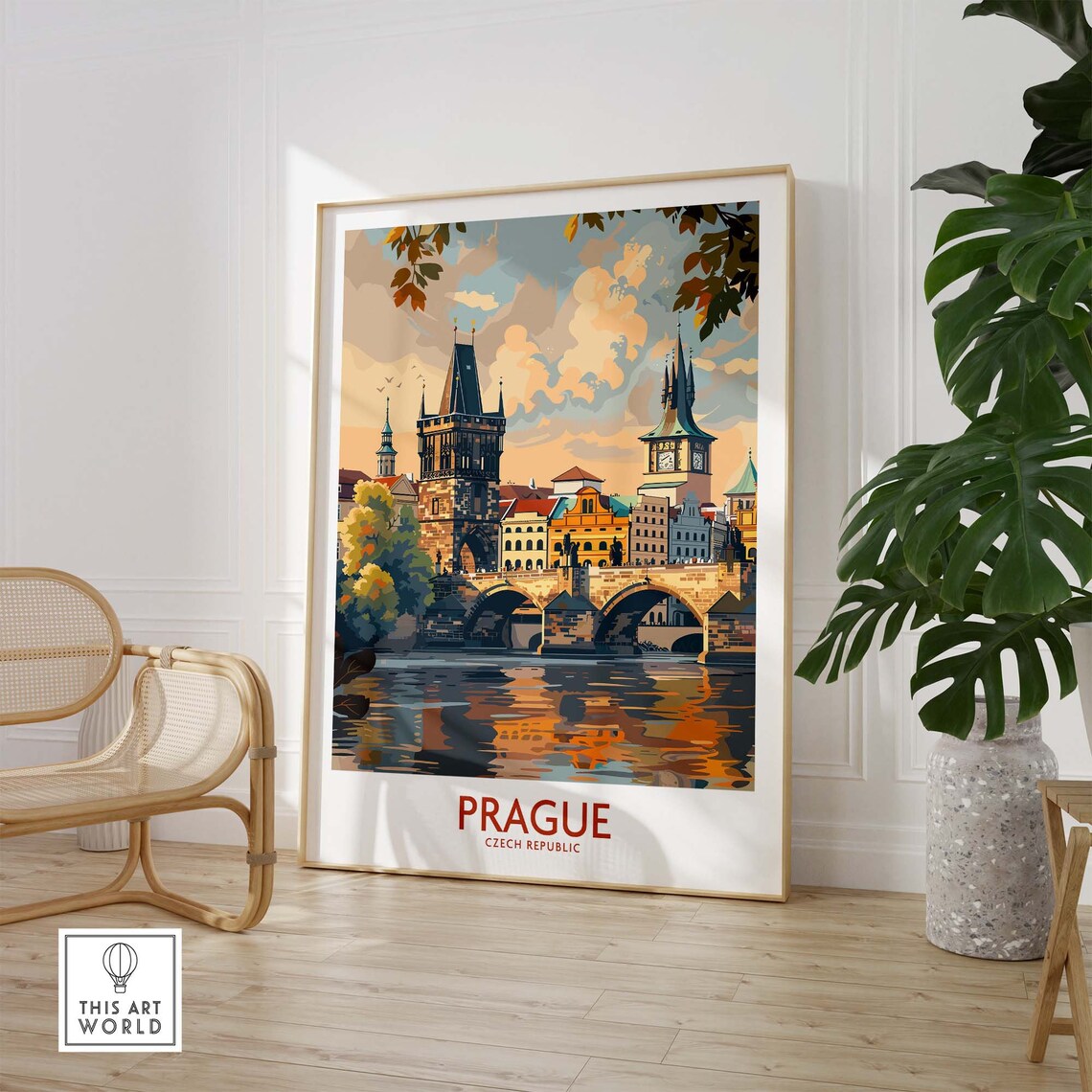 Prague Cityscape Travel Poster, Europe Wall Art - Image 3