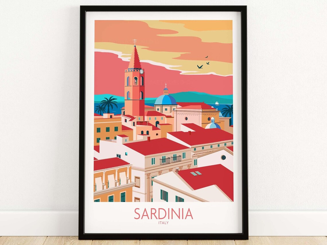 Sardinia Italy Travel Poster, Travel Poster Art Print