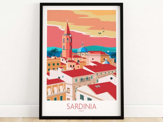 Sardinia Italy Travel Poster, Travel Poster Art Print