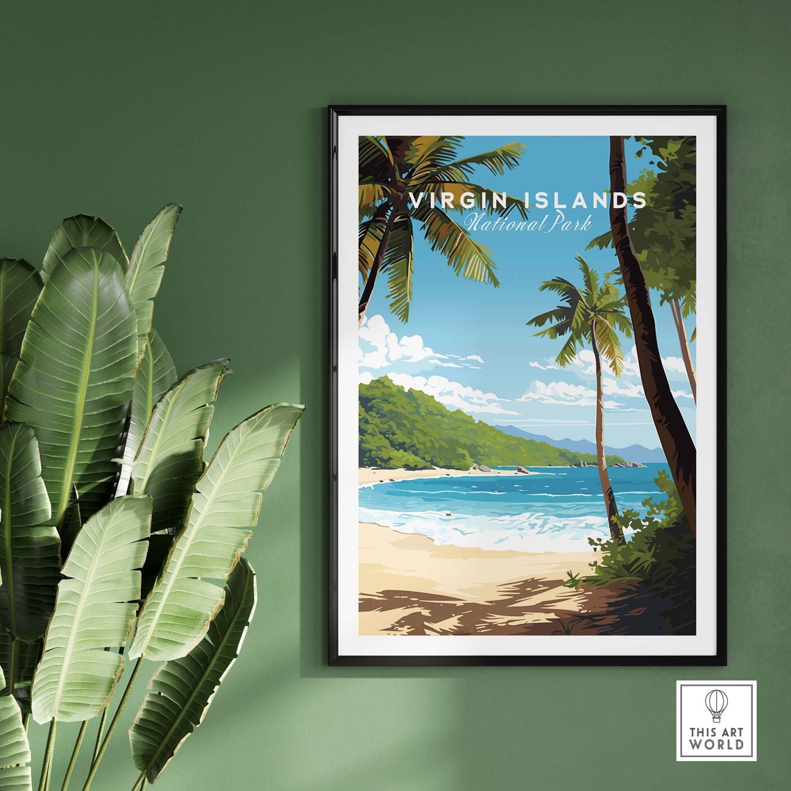 Virgin Islands National Park Tropical Beach Palms Travel Poster - Image 2