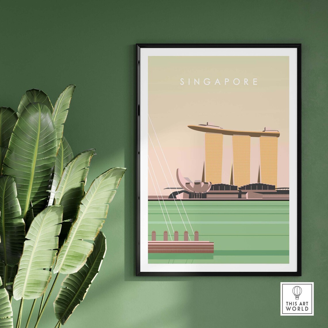 Singapore Skyline Travel Poster Print, Asia Home Decor - Image 2