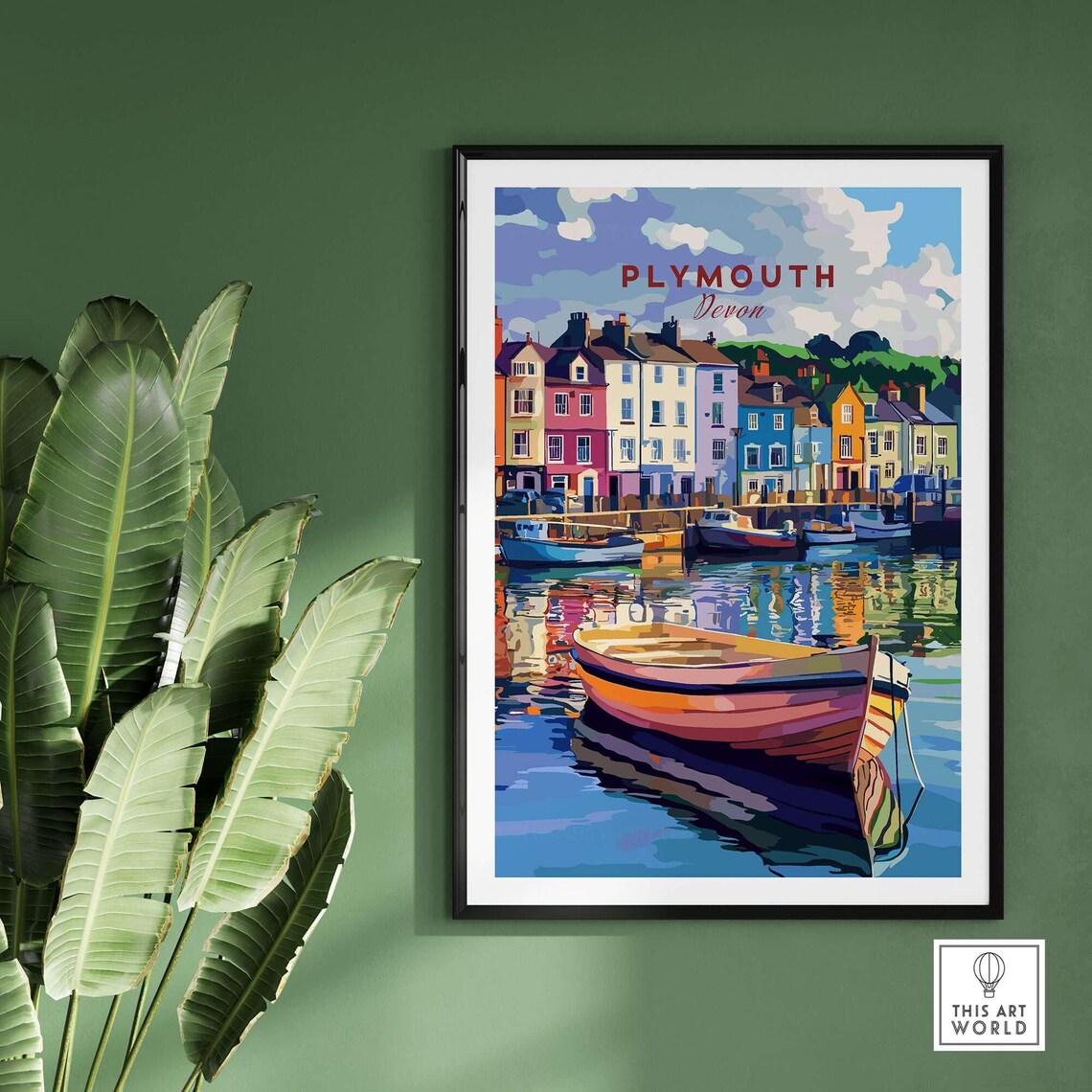 Plymouth Harbour Travel Poster, Devon Office Decor - Image 2