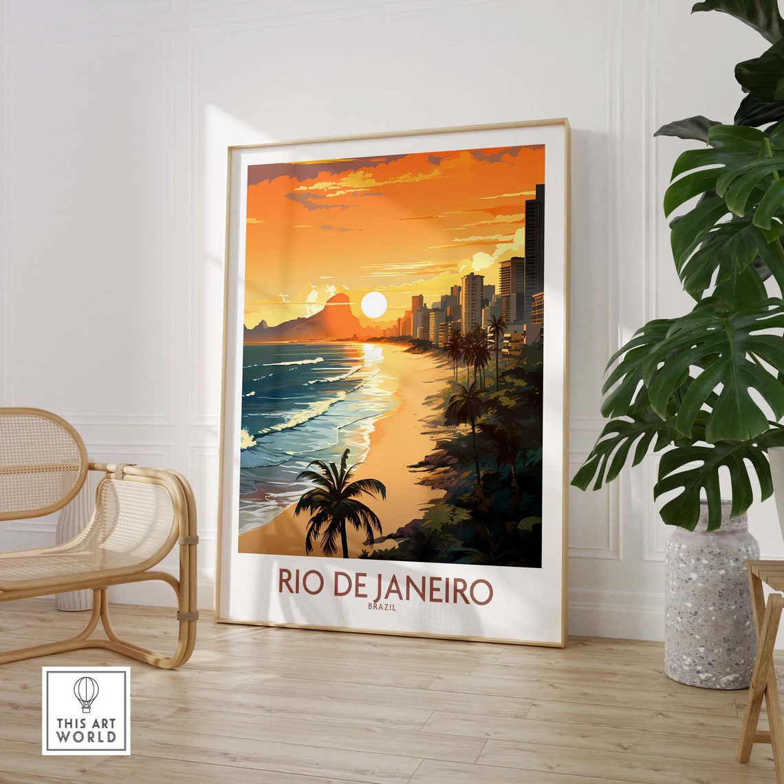 Rio De Janeiro Poster Travel Print Home Dcor Poster Gift Illustration Artwork Wall Hanging Framed Unframed Print - Image 2