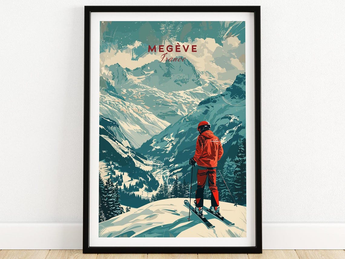 Winter Sports Wall Art Gift For Skier Mountain Cabin Ski House Decoration Megve Ski Lodge Print Home Decor Ski Room Art Family Gift