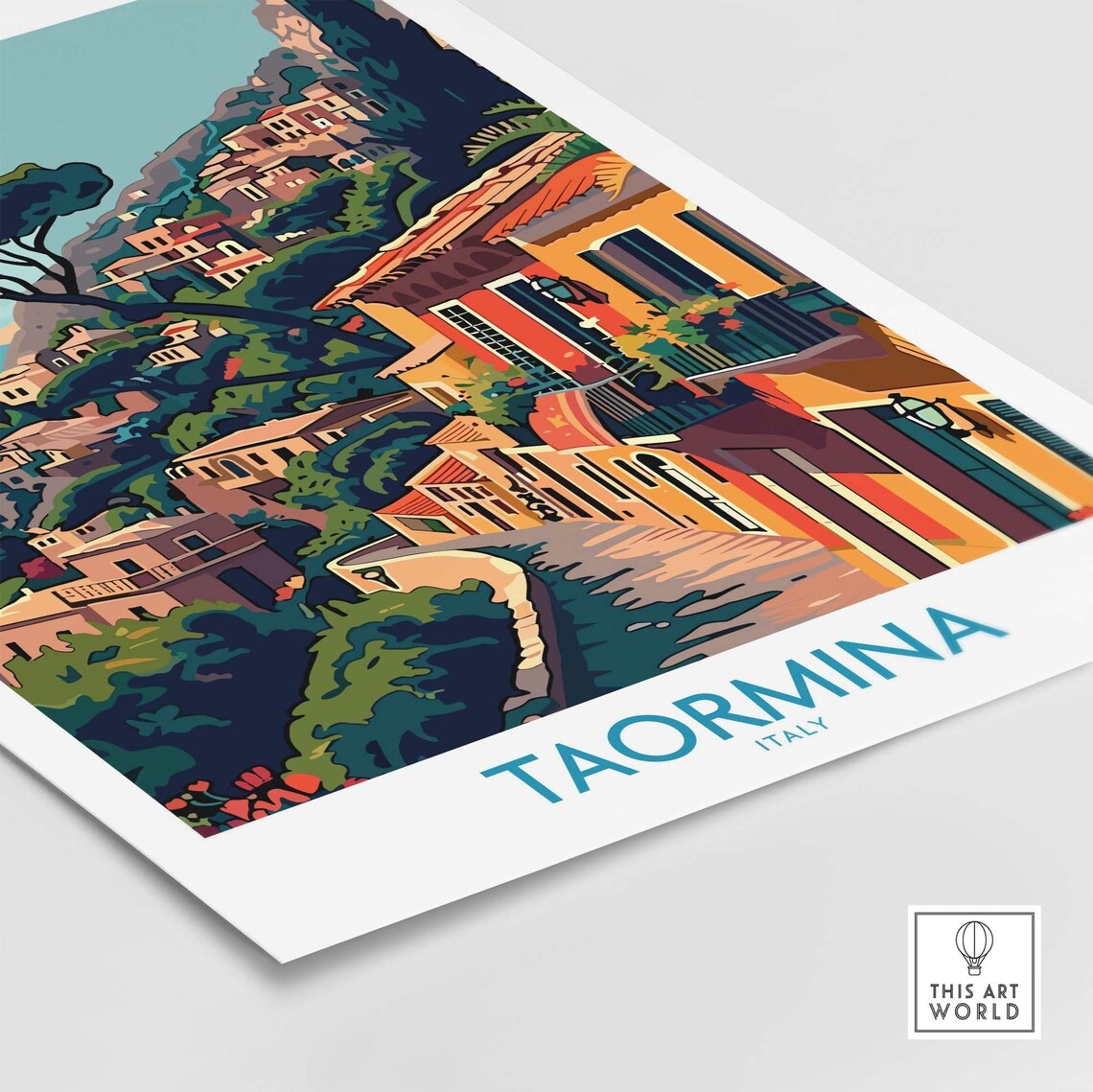 Taormina Travel Print, Sicily Italy Coastline - Image 4