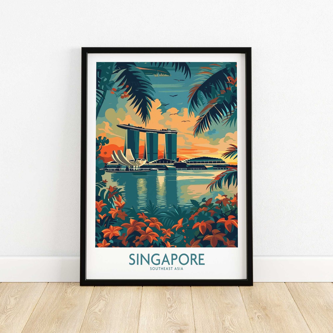 Singapore Marina Bay Sands Skyline Sunset Asia Travel Poster - Image 4
