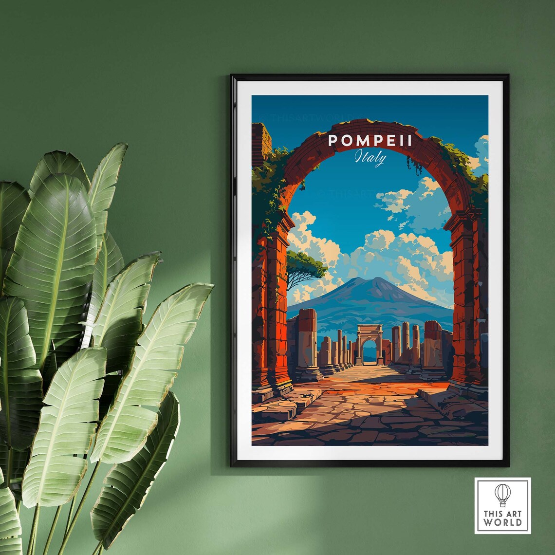 Pompeii Italy Travel Poster, Naples Art Print - Image 2