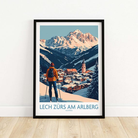 Lech Zrs Am Arlberg Travel Print Wall Art Ski Resort Poster Winter Sports Artwork Gift Lovers