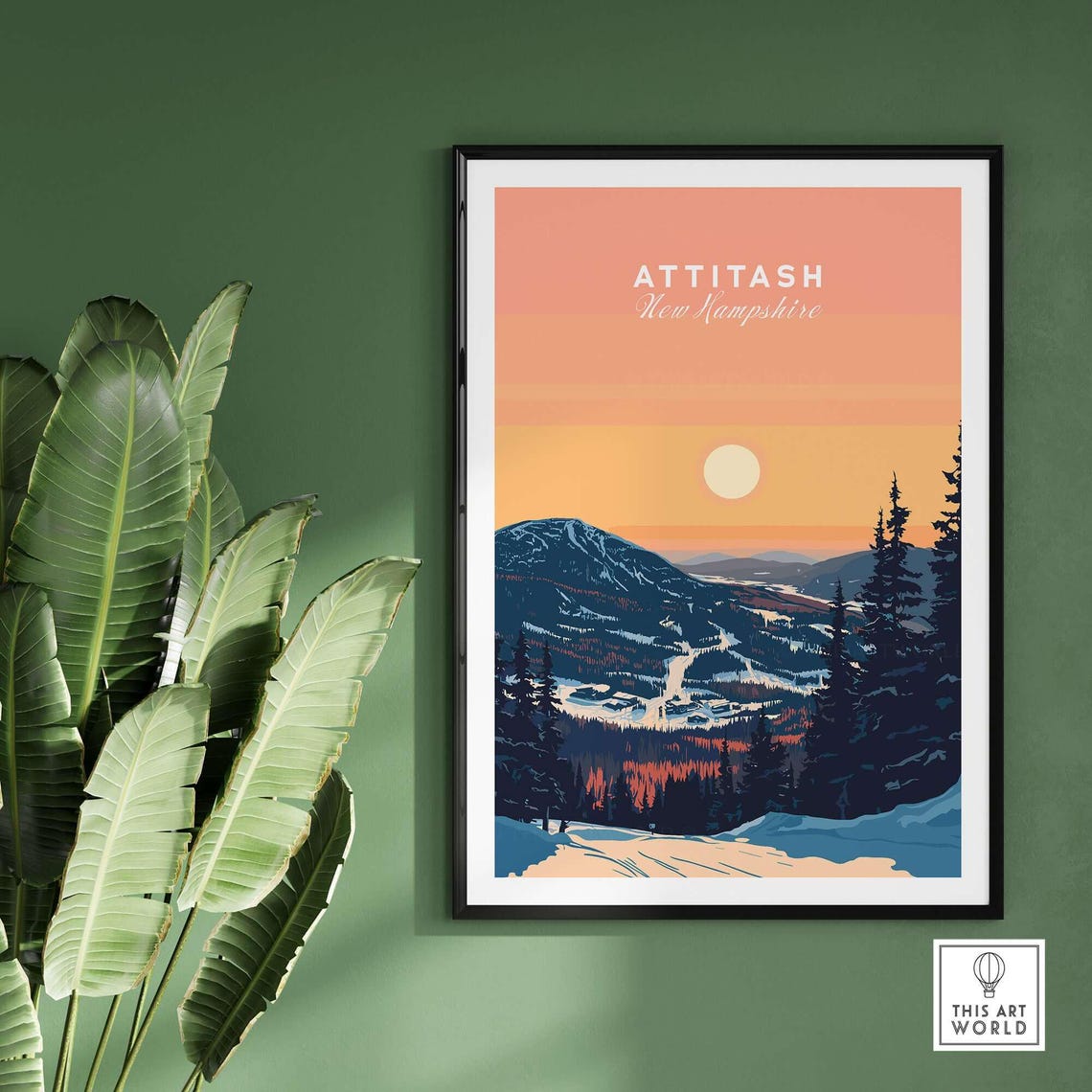 Attitash Ski Resort Travel Poster, New Hampshire - Image 2