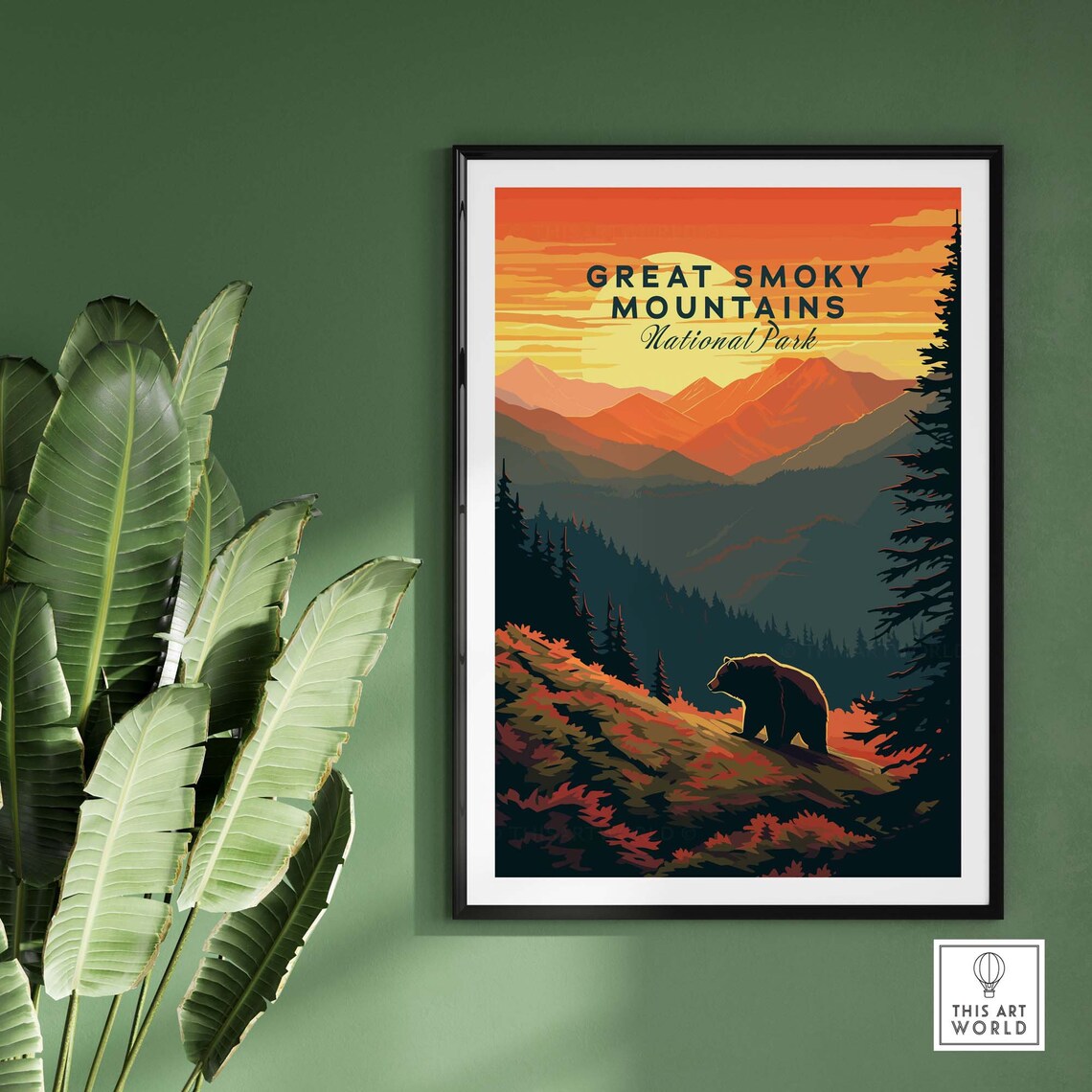 Great Smoky Mountains National Park Bear Sunset Peaks Poster - Image 2