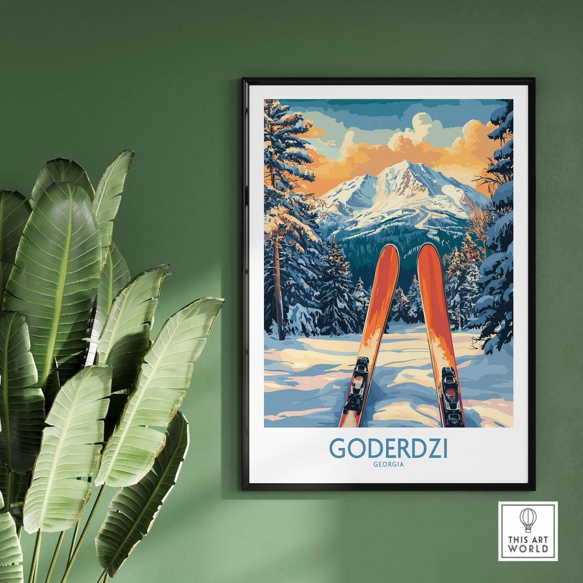 Goderdzi Ski Lodge Art Print, Winter Sports Art - Image 2
