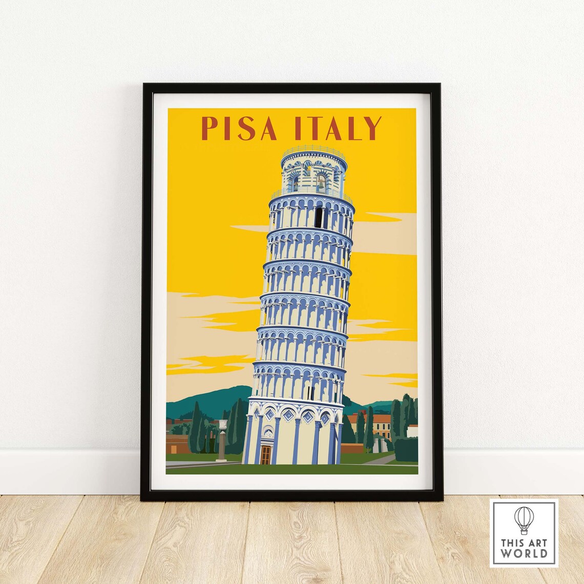 Pisa Travel Poster, Italy Skyline Art Print