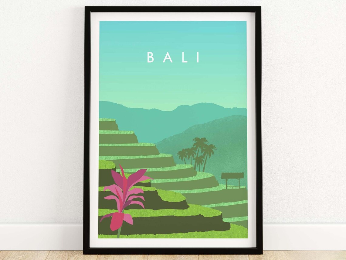 Bali Minimalist Travel Poster, Indonesia Art Print