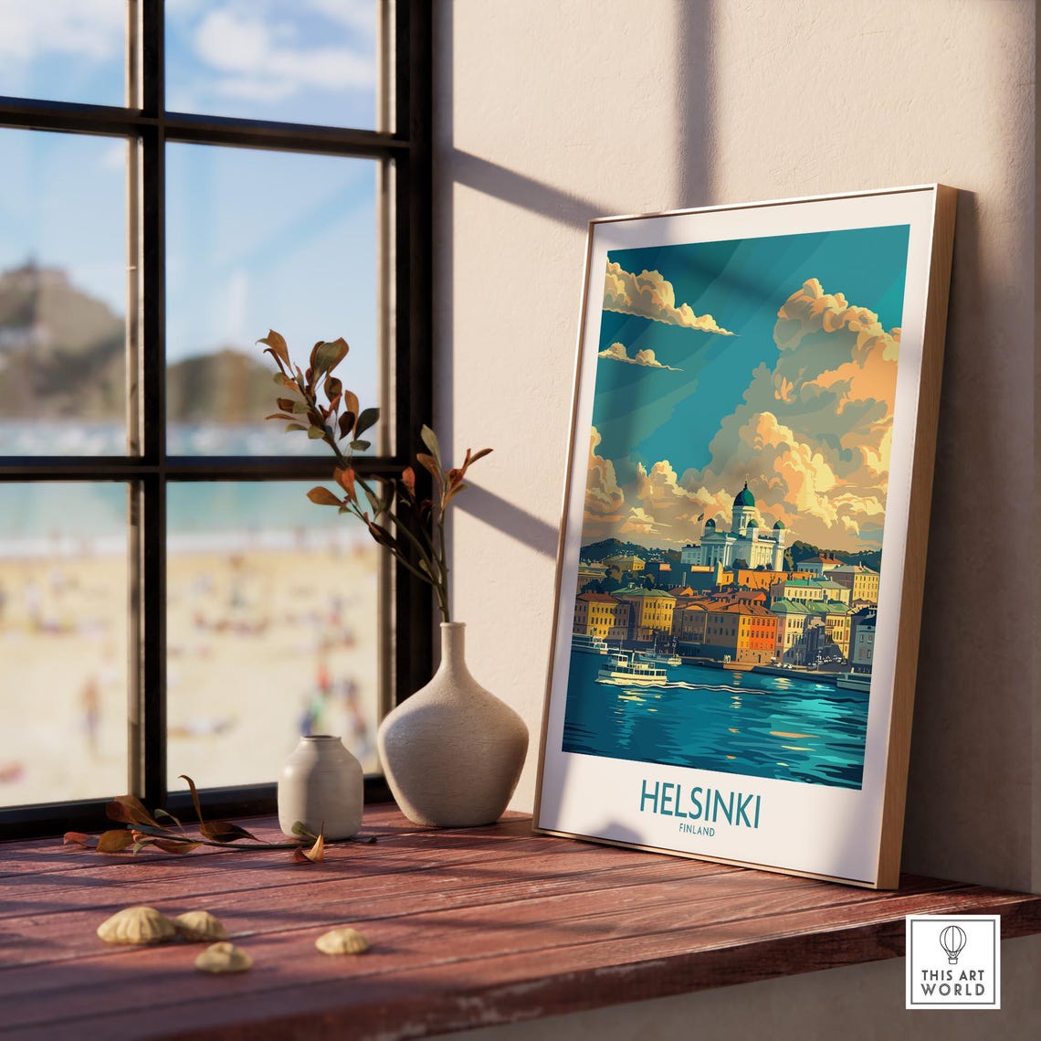 Helsinki Finland Harbor Sunset Waterfront Cathedral View Poster - Image 3