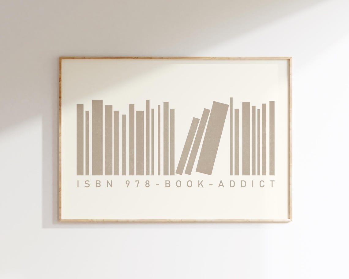 ISBN 978 Book Addict Bookshelf Barcode Style Book Lover Poster